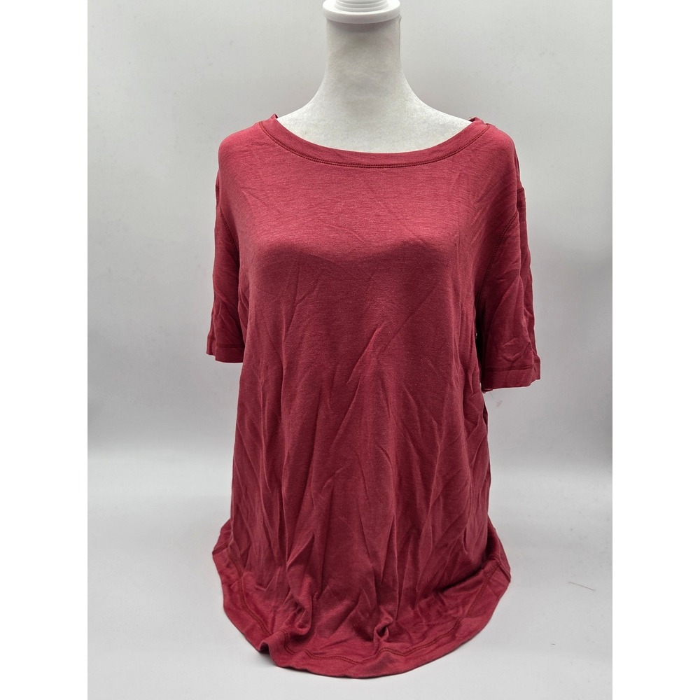 Matty M Women's M Red Rayon Blend Oversized Short Sleeve Tunic Top 101-535